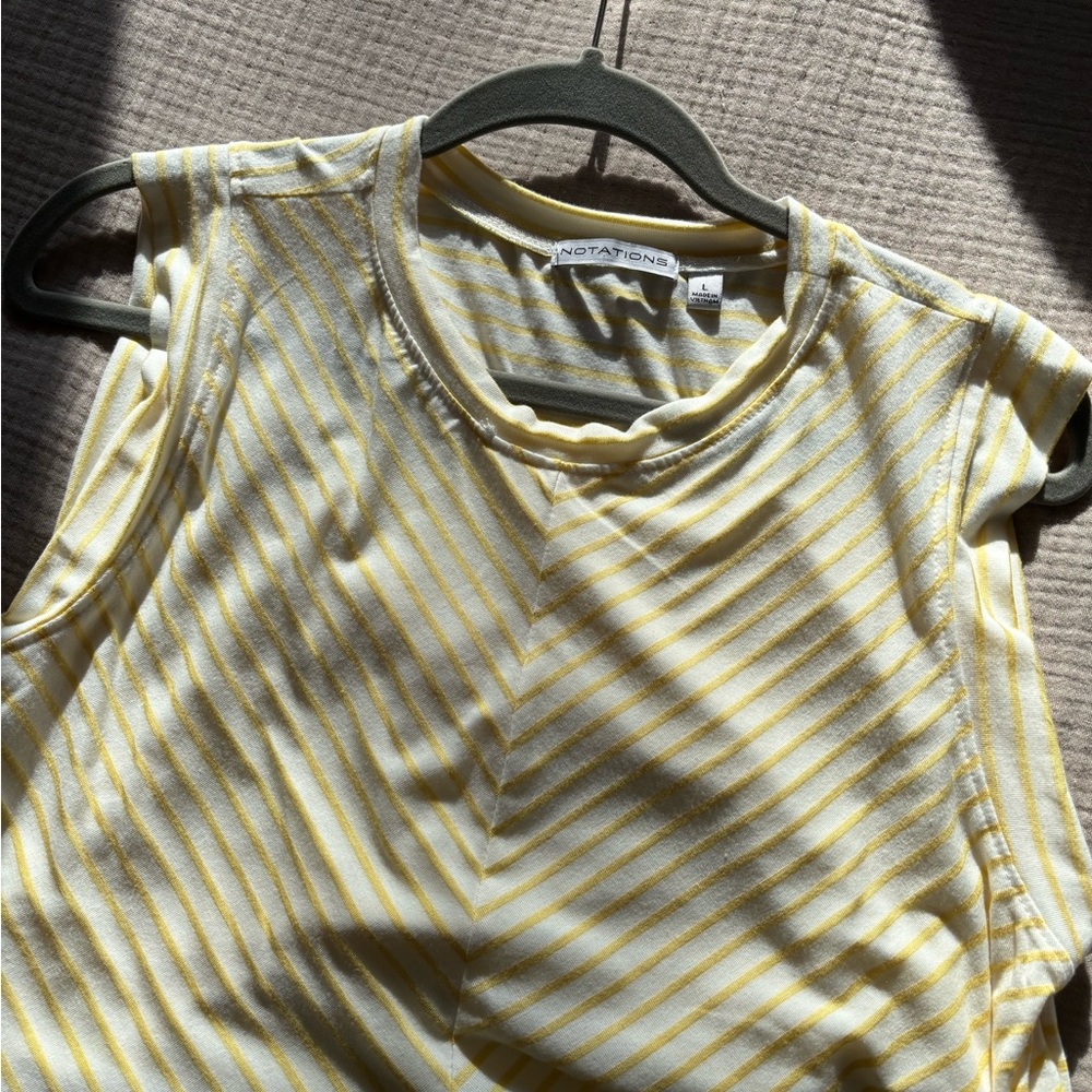 Notations Yellow and White Striped Tank Top